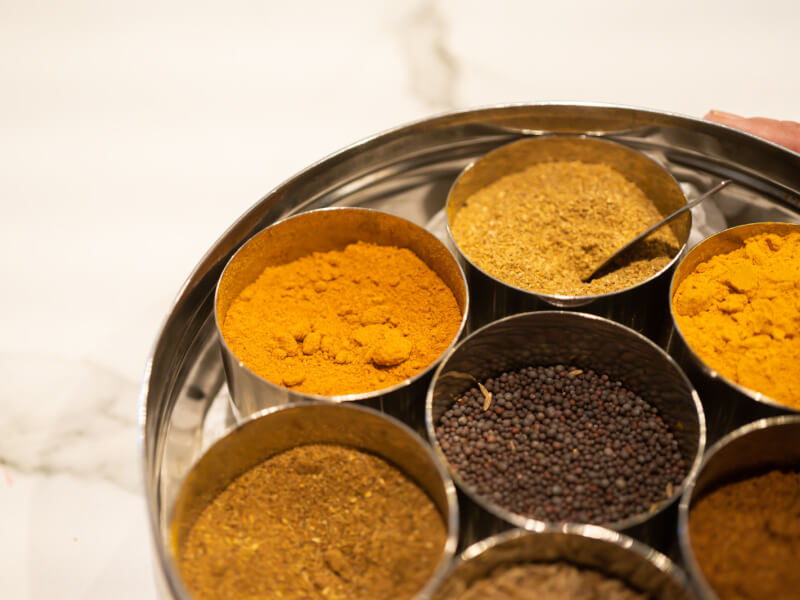 Indian spices for an indian cooking class